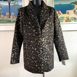 NEW T TAHARI Leopard Printed Faux Fur Coat Size S